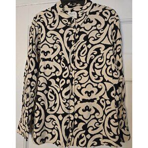 Maison 123 Paris Black and Cream Blouse, Size US 16 (FR 46/UK 44)